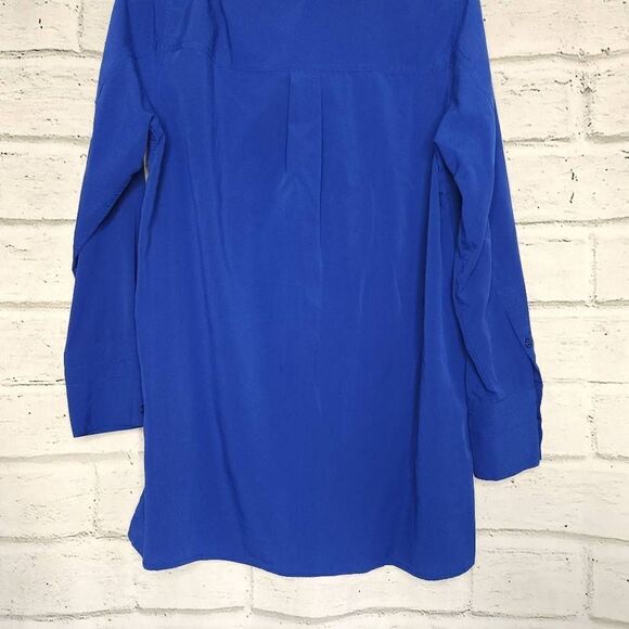 Soft Surroundings Loretta Shirt Solid Blue Button Zip Tunic Women's Large - Picture 10 of 11